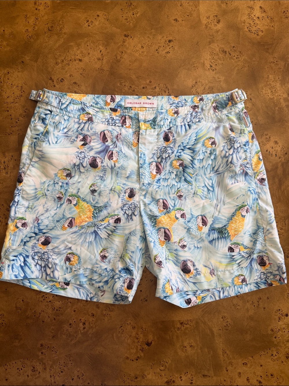 Orlebar Brown Light Blue Parrot-Print Swim Shorts